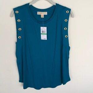MICHAEL Michael Kors Teal Tank Top with Gold Accents
